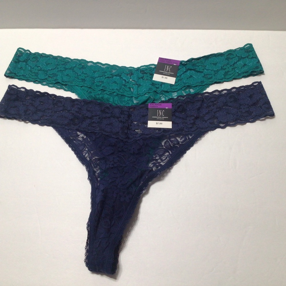 INC Lace Thongs- Teal and Navy Size XXL
